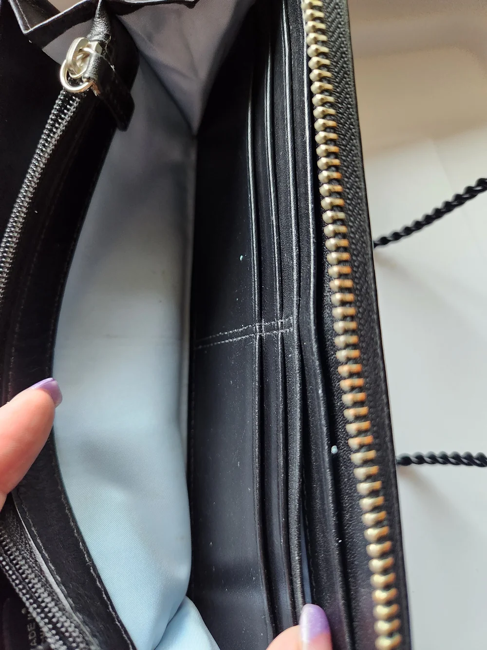 Vintage Coach Black Leather Whipstitch Zip Around Accordion Continental Wallet